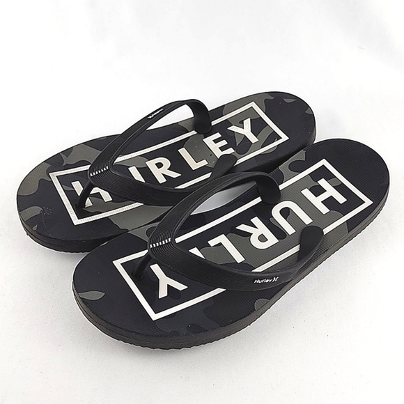 Hurley Men's Camo Black Grey  Flip Flops Thongs Size 7 - Picture 3 of 10